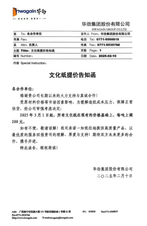APP、華勁集團(tuán)、玖龍紙業(yè)、太陽(yáng)紙業(yè)迎來(lái)開(kāi)年漲 節(jié)后首波漲價(jià)潮來(lái)襲