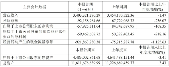 廣東知名紙企半年虧損近5800萬 同比大跌近168%