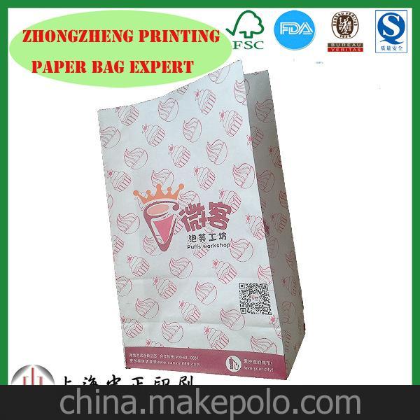 廠家直銷(xiāo) 50g防油 可六色印刷 (泡芙,蛋糕,甜甜圈食品紙袋)