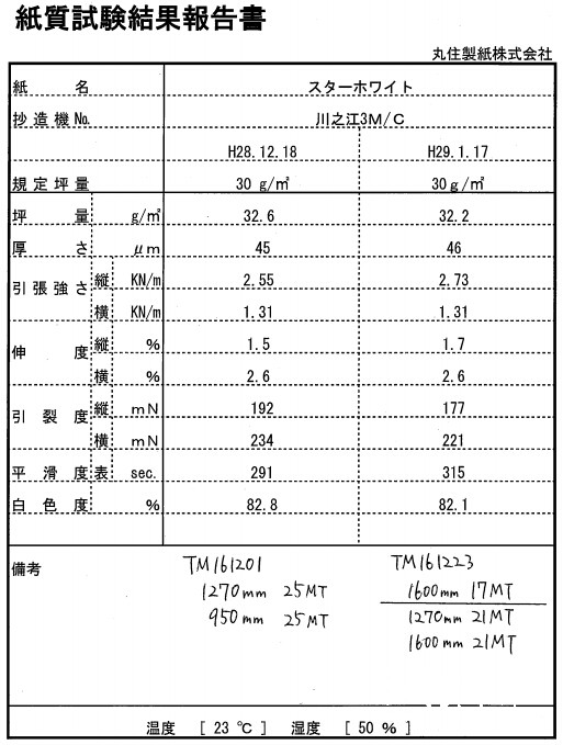 紙質(zhì)試驗(yàn)報(bào)告書