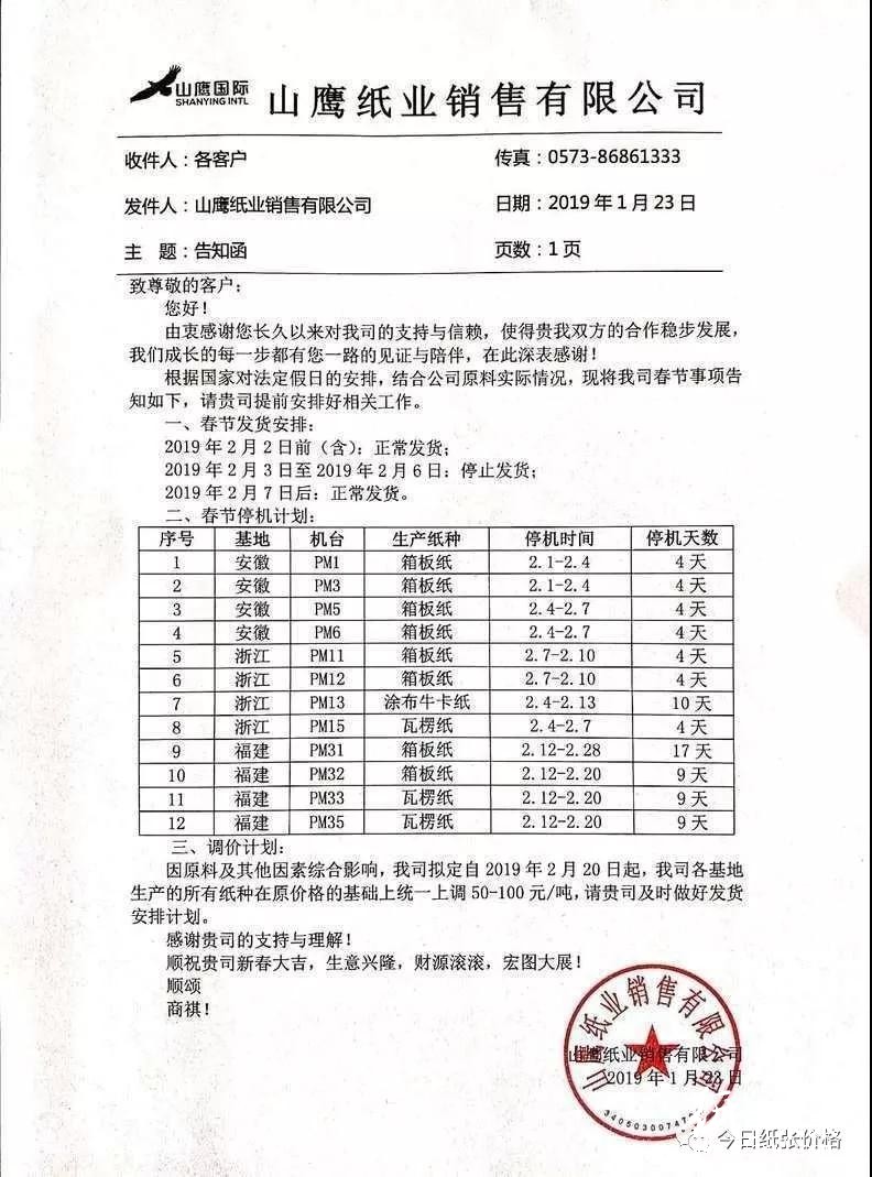 最新15家紙廠春節(jié)放假、停收安排，請(qǐng)查收！